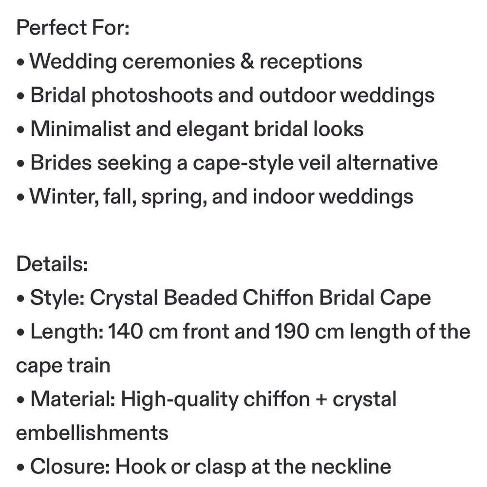 Bridal Crystal Beaded Chiffon Wedding Cape Jacket | Off White Cover Up